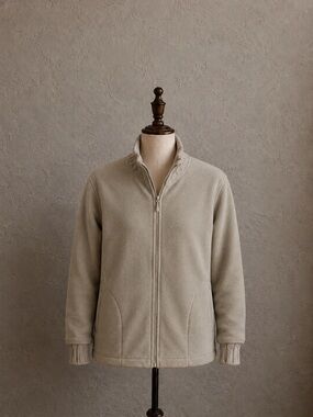 Pacer by Karen Scott Long Sleeve Fleece Full Zip Jacket Tan, Petite XL